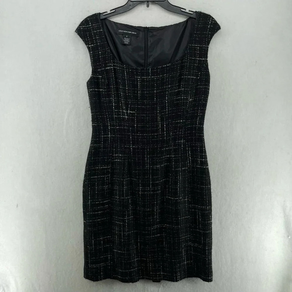 Jones New York Dresses & Skirts - Jones New York Dress Women's Sz 8 Black Sheath Square Neck Metallic Back Slit